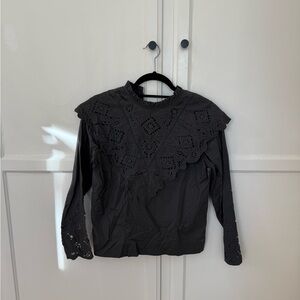 Maria Cher Black Eyelet Blouse